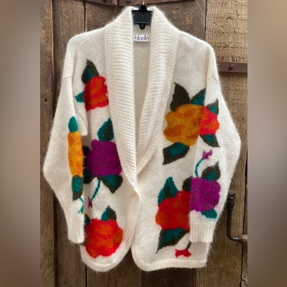 Rafaella Sweaters - Rafaella Vintage Angora Sweater/Cardigan Floral super soft